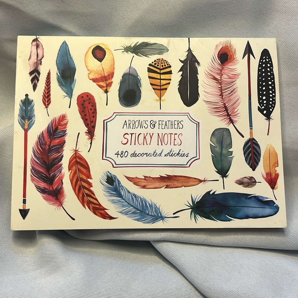 New Galison Arrows & Feathers Sticky Notes 480 Decorated Stickies